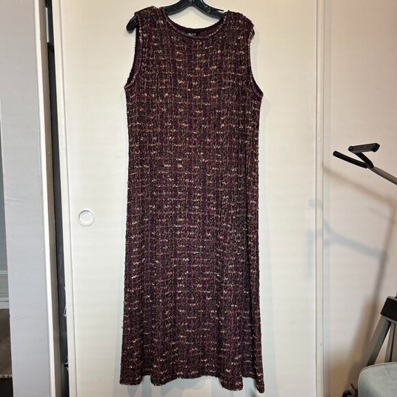 Misook Burgundy Tweed Sleeveless Fit & Flare Midi Dress - Picture 8 of 8